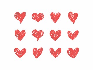 vector  hearts, hand drawn love heart collection.