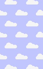 Clouds. Set of abstract white clouds isolated on blue background. Simple illustration of white clouds on blue background. Vector