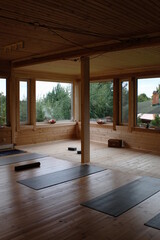 yoga retreat in wood cabin