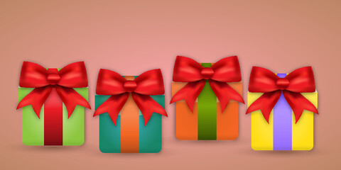 gift boxes with red bow