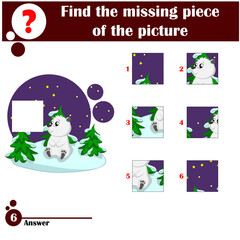 Puzzle education game for preschool children with polar bear