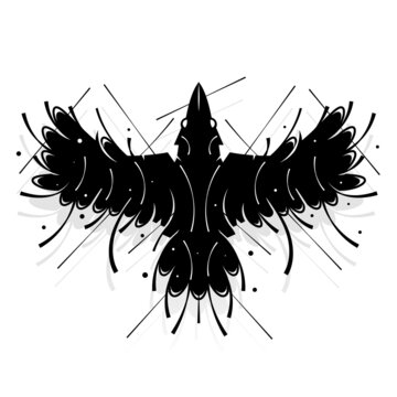 Vector illustration of the silhouette of a raven in grunge