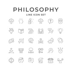 Fototapeta na wymiar Set line icons of philosophy