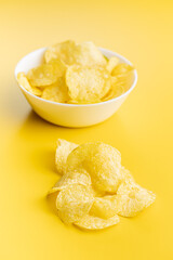Crunchy potato chips. Potato crisps.