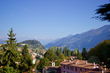 Fototapeta na wymiar View of Bellagio from the hills - Lake Como, Italy