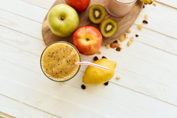 fruit smoothie fresh Fresh Desert milkshake top view