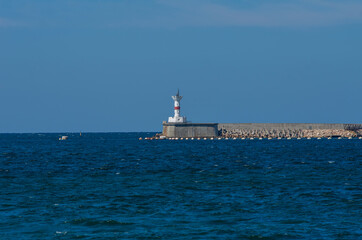 Fototapeta premium Lighthouse at the entrance to the Sevastopol Bay in the afternoon.