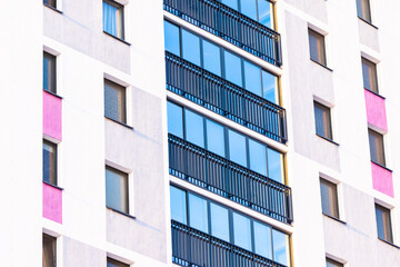 big hotel or apartment building facade balcony pattern -