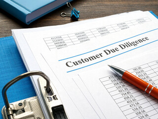 Customer Due diligence report in the blue folder.
