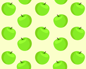 Illustration in the form of a pattern with fresh juicy green apples
