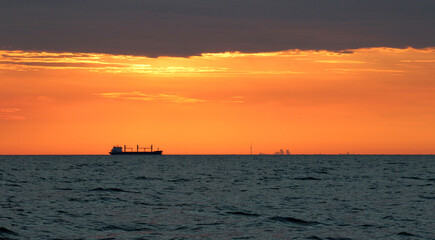Ship in front of Toronto shipping lanes.