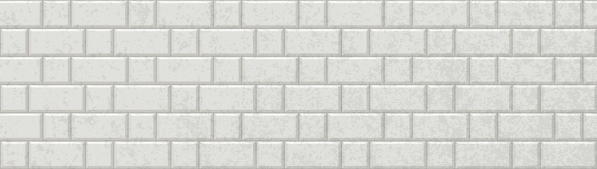 Obraz premium Subway tiles horizontal white background Metro brick decor seamless pattern for kitchen, bathroom or outdoor architecture vector illustration Glossy building interior design tiled material