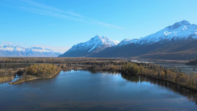 Mountan dron alaska sunset 