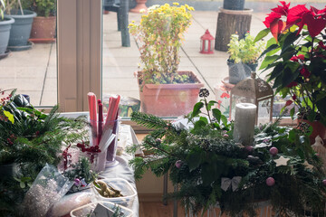 preparing christmas advent wreath craft at home