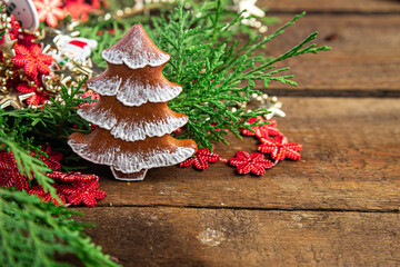gingerbread christmas cookie biscuits holiday new year dessert homemade pastries sweet food background rustic top view copy space 