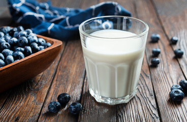 Blueberry yogurt in a glass