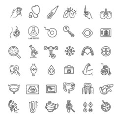 Line medicine concepts, vector line Icons set