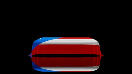 3D rendering of a casket on a Black Background covered with the Flag of Puerto Rico