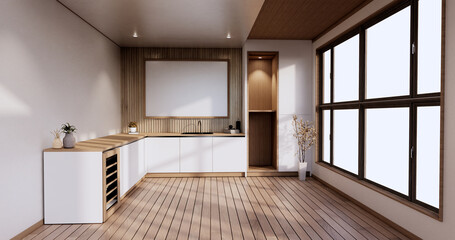 Kitchen room japanese style.3D rendering