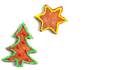 biscuits star and tree on white background