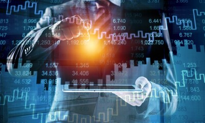 Business and innovation concept. Businessman with digital tablet