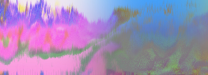 Abstract iridescent glitch art background image.