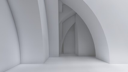 Abstract architecture background gray arched interior 3d render