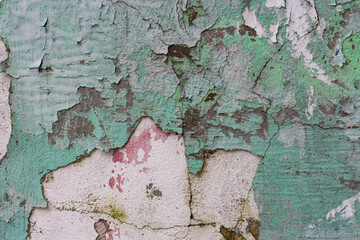Cracked abstract background with copy space option. Dirty green color with rusty elements
