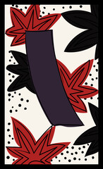 Obraz premium 花札のイラスト バラ単枚｜10月紅葉に青短｜日本のカードゲーム｜ベクターデータ