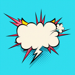 Comics speech bubble for text pop art design. Colored empty dialog cloud for text message halftone shadow. Comics sketch explosion splash comic book text style. Colored wow cartoon vector elements