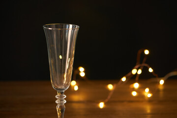 christmas decoration champagne glasses garland holiday wooden table