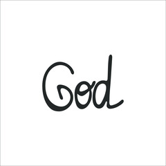 Hand-drawn Christian inscription and word 