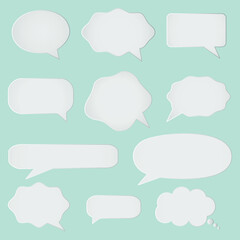 Set of speech bubbles isolated on blue background . 