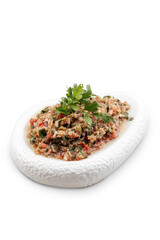 
salad on a plate on a white background