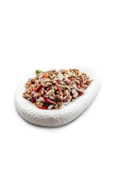 
salad on a plate on a white background