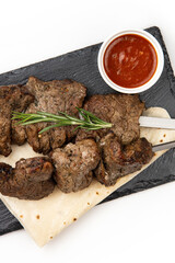 delicious beef kebab on skewers