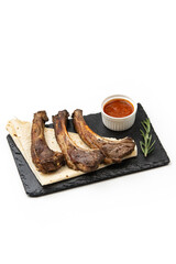 
shish kebab on white background