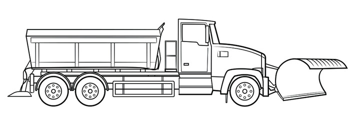 American snow plow truck - vector illustration of a vehicle.