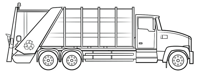 American garbage truck - vector illustration of a vehicle.