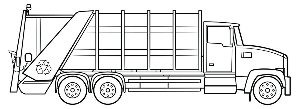 American garbage truck - vector illustration of a vehicle.
