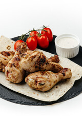 
shish kebab on white background