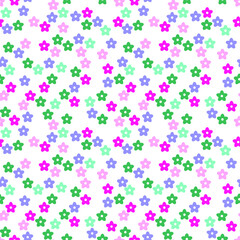 Fototapeta na wymiar Seamless background with small multicolored flowers on white