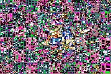 Artwork of abstract composition made with geometrical shapes and elements