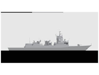 Fridtjof Nansen-class frigate. Royal Norwegian Navy. Vector image for illustrations and infographics - obrazy, fototapety, plakaty