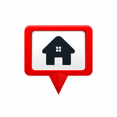 Search house symbol. Map pin pointer with house icon. Home location. Illustration vector