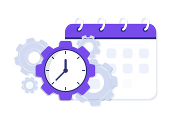Time management. Calendar and clock as concept for effective time planning for greater productivity. Efficient workday. Workflow organization. Deadline respect, multitasking. Effective time management