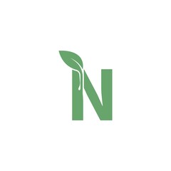 Letter N icon leaf design concept template