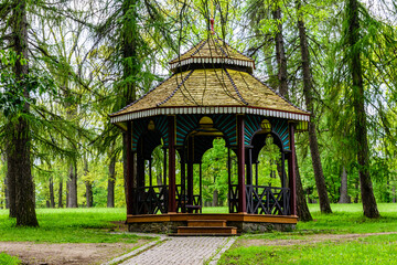 Chinese gazebo at Sofievka park in a city Uman, Ukraine