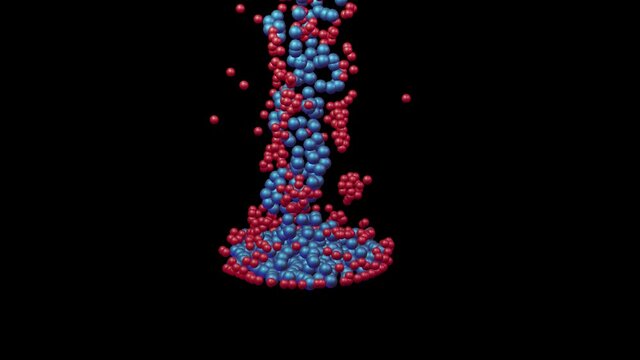 Sedimentation of heavy and light particles. Heavy particulates settle at bottom , lighter ones float to top.
Materials of different weights fall to bottom of container. 3d animation simulation