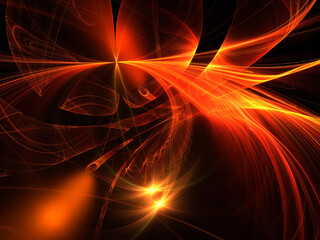 Glowing in dark spots and curves - abstract 3d illustration